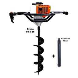 KIT Perfurador de Solo Vulcan VPS520-S 2T 52CC 2,5HP com Broca 80x15cm + Extensão Vulcan 40cm - 1
