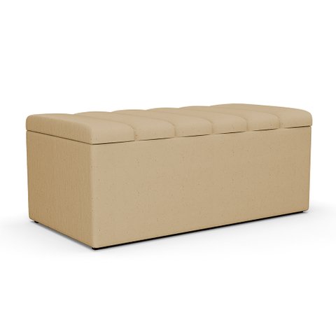 Calçadeira Recamier Baú Para Cama Box Solteiro Dália 100x50 Cm W01 Linho Bege Escuro - Lyam