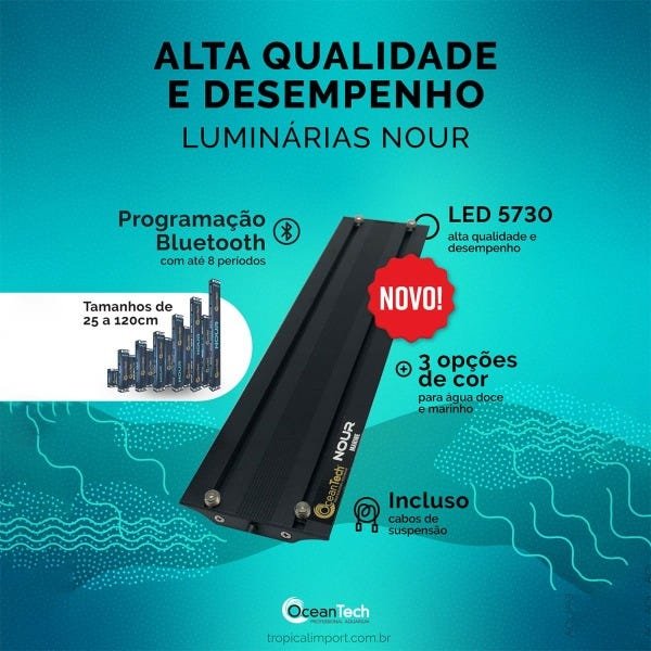 Luminária Ocean Tech Nour 53w 100cm Marinhos Bluetooth Bivolt - Bivolt - 4