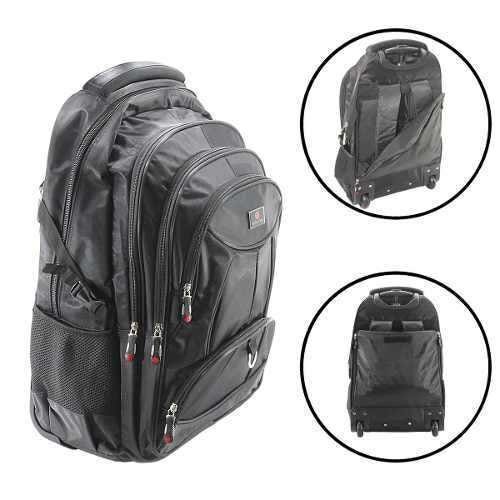 Mochila Mala Rodinhas para Notebook Celular Cadernos Executivo 17" - Preto - N - 1