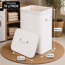 Ver imagem 3 de Cesto Roupa Bambu 70 Litros Tampa Lavanderia Banheiro Retangular Branco