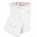 Ver imagem 1 de Cesto Roupa Bambu 70 Litros Tampa Lavanderia Banheiro Retangular Branco