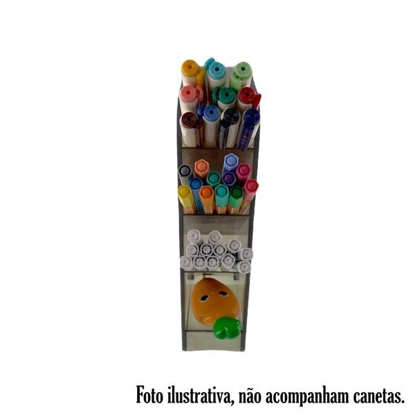 Kit com 3 Porta Caneta Lápis Clips Pincéis Rack Organizador de Mesa Multiuso Escritório Preto - 4