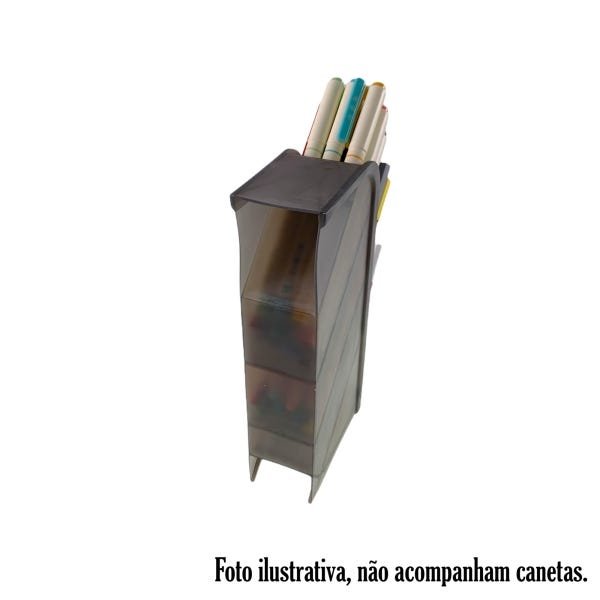 Porta Caneta Lápis Clips Pincéis Rack Organizador De Mesa Multiuso Escritório Preto - 5