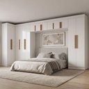 Ver imagem 3 de Guarda Roupa Modulado de Canto Madrid Quarto Completo 13 Portas MDP Branco Maxel Móveis
