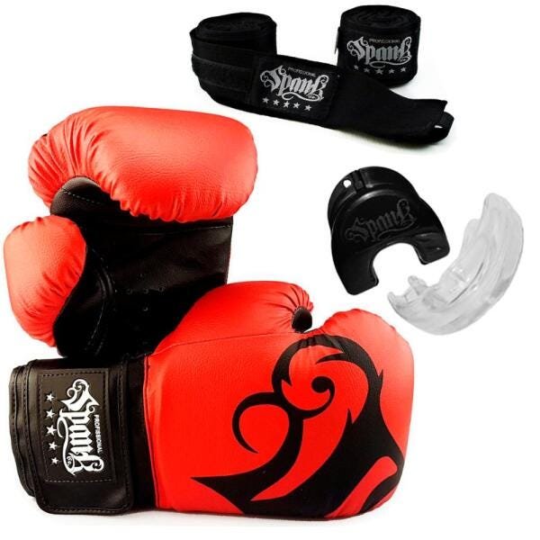 KIT Treino Boxe Spank - Vermelho - 10oz - 8