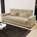 Ver imagem 2 de Sofá Cama Decorativo 210cm Beesley Suede Nude - Gran Belo