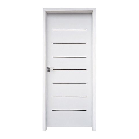 Kit Porta de Madeira 215x87cm Batente 11cm com Guarnição Cristal Primer Uniportas Abertura Direita B