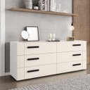 Ver imagem 1 de Cômoda Lisboa com 6 Gavetas 150x63cm Branco/Creme 240839