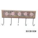Ver imagem 2 de cabideiro cabide ferroe madeira pintura flores 5 GANCHOS suporte parede pendurador bolsas roupas