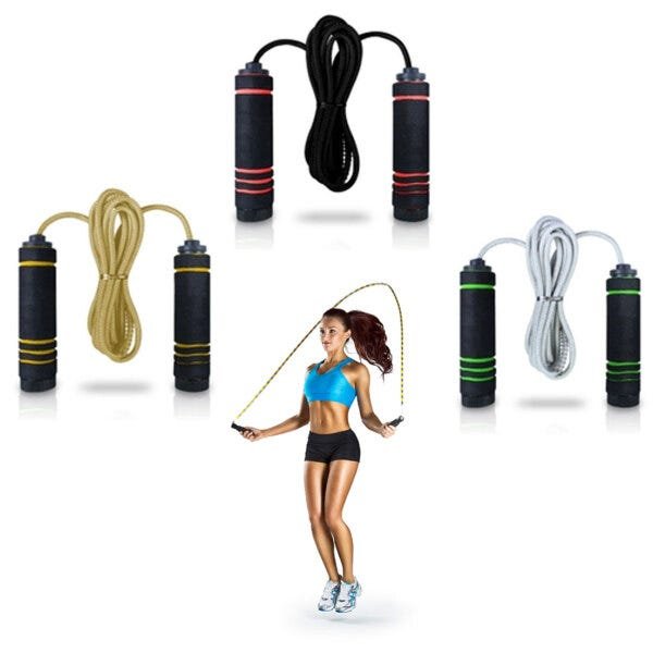 Kit Fitness Malhar Exercicios em Casa Homeoffice Elastico de Tensão + Corda de Pular - 4