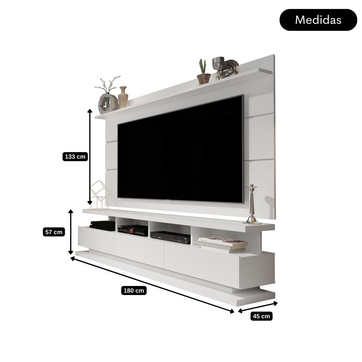 Rack com Painel para Sala Televisão até 65 Polegadas - Mod.2034:Branco - 5