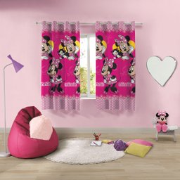 Cortina com ilhós microfibra 2 peças Minnie - 1