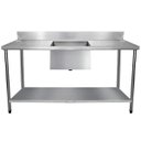 Ver imagem 1 de Mesa Pia Aço Inox Industrial Com Paneleiro E Uma Cuba 50x40x25cm (Central) - 140x60x80cm - Brascool