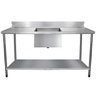 Mesa Pia Aço Inox Industrial Com Paneleiro E Uma Cuba 50x40x25cm (Central) - 140x60x80cm - Brascool - 1