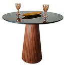Ver imagem 1 de Mesa de Jantar Cone 80 cm Base Madeira Pau Ferro Rajado Tampo Laca + Vidro - Preto