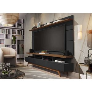 Rack e Painel Germai Vivare Wood Black / Freijo TV 72 Polegadas - Black / Freijó