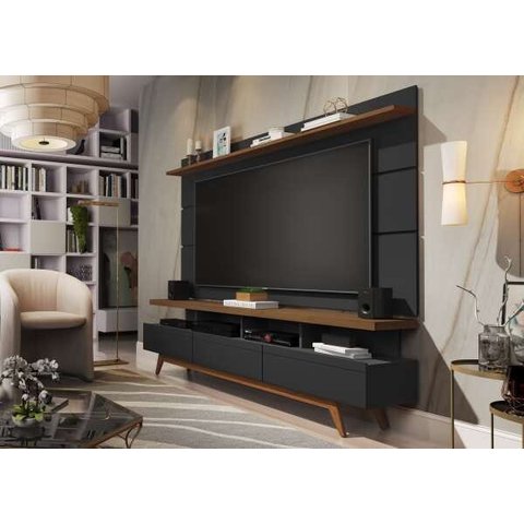Rack e Painel Germai Vivare Wood Black / Freijo TV 72 Polegadas - Black / Freijó