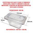 Ver imagem 2 de Conj 6 Cubas em Policarbonato 1/9x100 Ml 900 Ml + 6 Tampas 1/9 com Flip, Dobradiça e Abertura Cambro