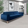 Sofá 3 Lugares Sala de Estar Base de Madeira Euro 2,10M Veludo Azul Marinho - Gran Belo - 5
