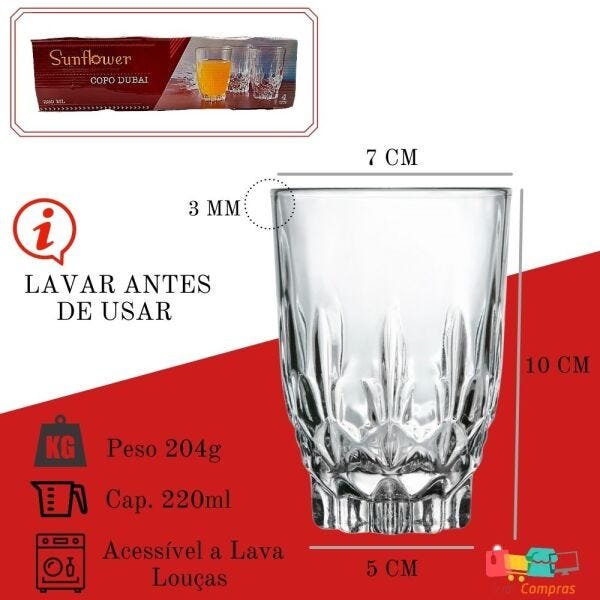 Jogo de Copos Nadir Oca Long Drink de Vidro Liso com 6 Peças 300ml