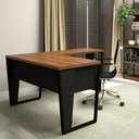 Ver imagem 5 de Mesa de Escritório em L Industrial Tampo 30mm Nogal com Preto F5 Office