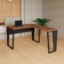 Ver imagem 4 de Mesa de Escritório em L Industrial Tampo 30mm Nogal com Preto F5 Office