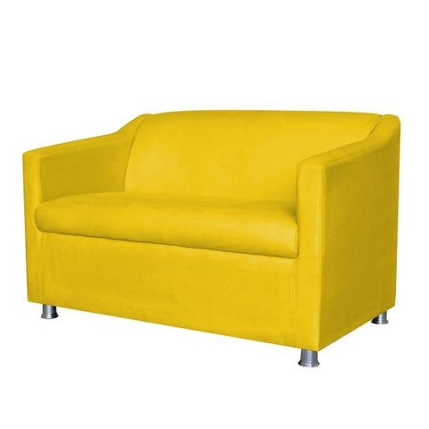 Namoradeira Decorativa Tilla Pés Cromados Suede Amarelo - Ds Estofados