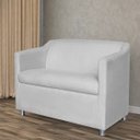 Ver imagem 2 de Namoradeira Decorativa Tilla Pés Cromados Suede Branco - Ds Estofados