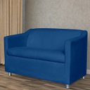 Ver imagem 2 de Namoradeira Decorativa Tilla Pés Cromados Suede Azul Marinho - Ds Estofados