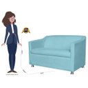 Ver imagem 4 de Namoradeira Decorativa Tilla Pés Cromados Suede Azul Turquesa - Ds Estofados