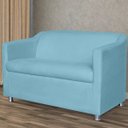 Ver imagem 2 de Namoradeira Decorativa Tilla Pés Cromados Suede Azul Turquesa - Ds Estofados