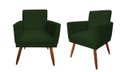 Ver imagem 1 de Kit 2 Poltronas Decorativa Nina Riscado Suede Verde Pés Madeira Ms Decor
