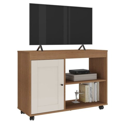 Rack para Tv 42 Pol 1p 91 Cm com Rodízios Cinamomo Off White Arly