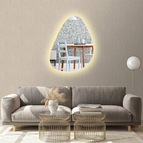 Espelho orgânico iluminado com led quente 55x77cm TOUCH