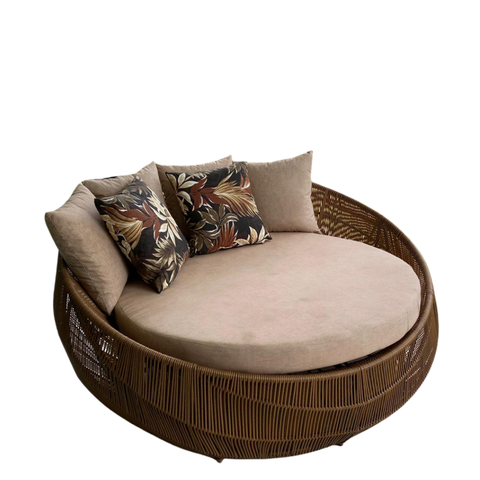 Sofá Concha Redonda 1,50m em Fibra Sintética para Área Externa Jardim e Sacada