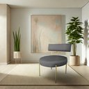 Ver imagem 5 de Kit 02 Poltronas Aimê Linho Grafite Estrutura Redonda de Ferro