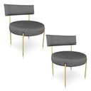 Ver imagem 1 de Kit 02 Poltronas Aimê Linho Grafite Estrutura Redonda de Ferro