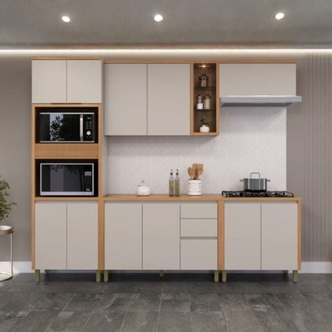 Conjunto de Cozinha Allure Linea Brasil 5 Peças Jequitiba/gris Fosco