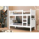 Ver imagem 2 de Beliche Solteiro MDF com 2 Colchões D20 188x88 Guarda Corpo Escada Transforma em 2 Camas:Branco