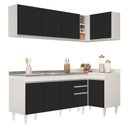 Ver imagem 1 de Armário de Cozinha Modulado de Canto Esquerdo 4 Peças Cp51 com Pia Inox Branco/preto - Lumil Lumil M