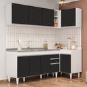 Ver imagem 2 de Armário de Cozinha Modulado de Canto Esquerdo 4 Peças Cp51 com Pia Inox Branco/preto - Lumil Lumil M