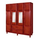 Ver imagem 2 de Guarda-roupa Estocolmo Madeira Maciça 10 Portas 2 Gavetas 5 Prateleiras com Espelho Mel - Pnr Móveis