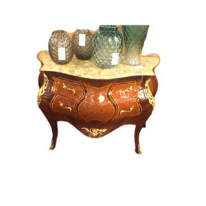Bombê Cômoda Marchetado Bronze Marmore Travertino Formosa