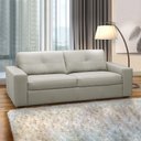 Ver imagem 1 de Sofá Decorativo Mendes 2 Lugares Sala de Estar 205cm Pés em Madeira Couro Off White G88 - Gran Belo