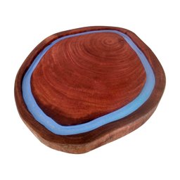 Tábua para Churrasco em Madeira Maciça Amendoim com Resina Azul - 3 Tábua para Churrasco em Madeira Maciça Amendoim com Resina Azul - 3