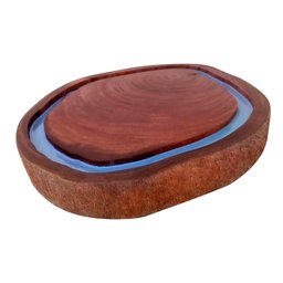 Tábua para Churrasco em Madeira Maciça Amendoim com Resina Azul - 2 Tábua para Churrasco em Madeira Maciça Amendoim com Resina Azul - 2