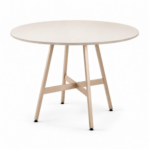 Mesa de Jantar Viena 90 cm Estrutura em Aço Carbono e Tampo BP 15mm - Off White L Champagne