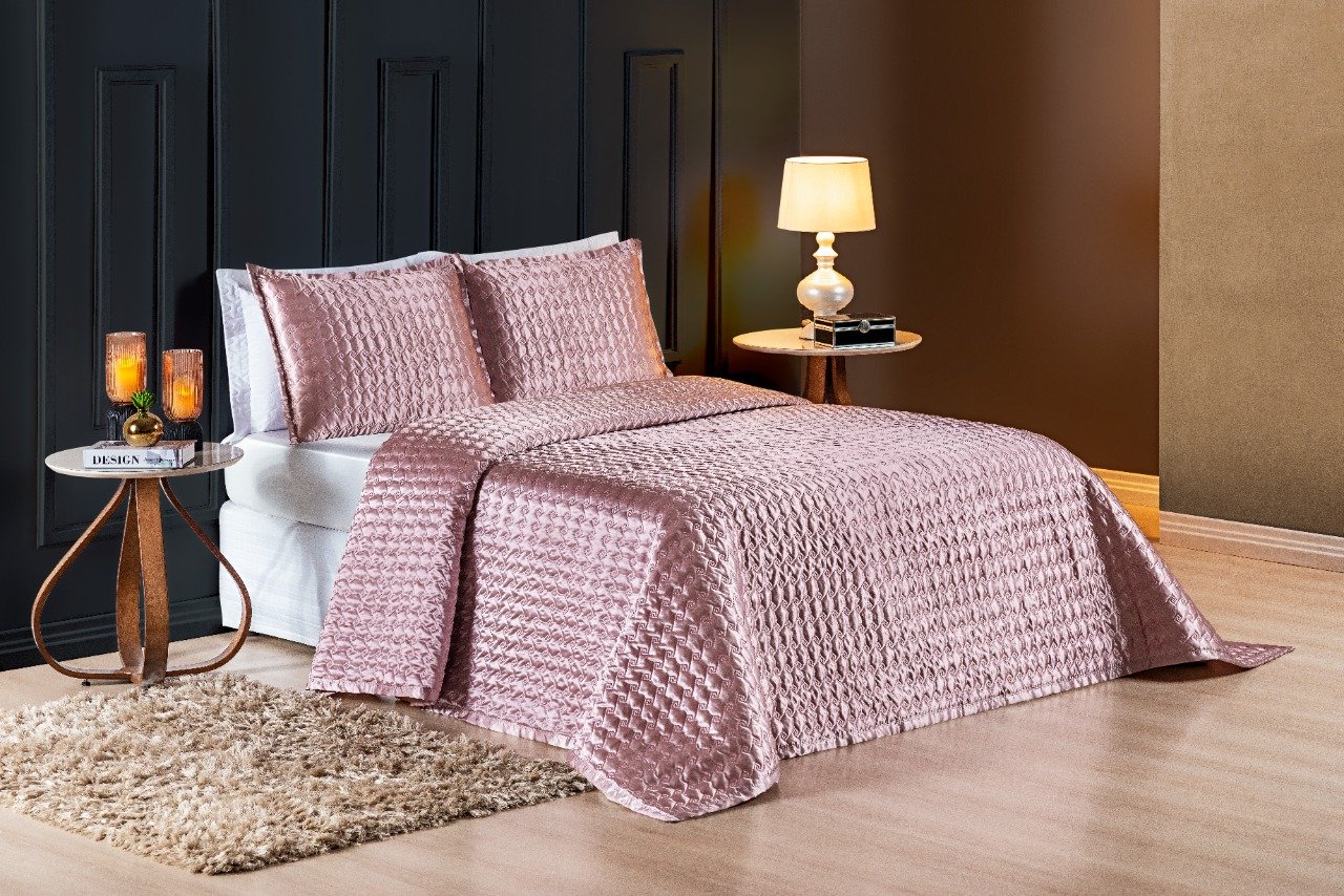 CONJUNTO CAMA CASAL SUPER KING ROMANTIC COBRE LEITO SHINE MATELADO 03 ...