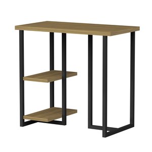 Mesa para Computador Mali 76cm com Prateleiras Estilo Industrial Freijó/preto